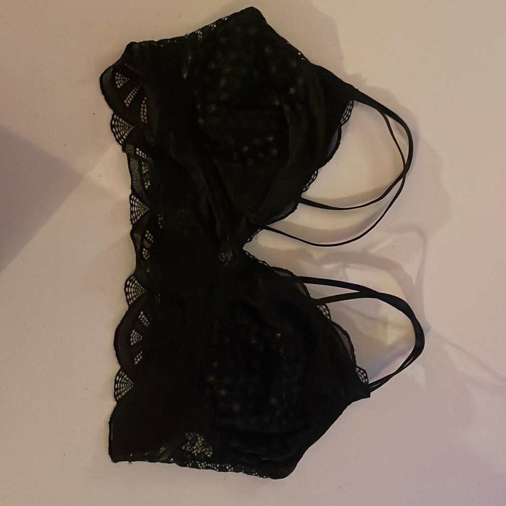 black lace bralette ; no padding